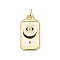 Tarot Cards Brass Enamel Pendants, Rectangle with Moon & Eye Charm, Lead Free & Cadmium Free, Long-Lasting Plated, Real 18K Gold Plated, Floral White, 27.5x14x2mm, Hole: 2x2mm