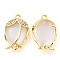 Brass Micro Pave Clear Cubic Zirconia Pendants, Cadmium Free & Nickel Free & Lead Free, with Cat Eye, Peach Charms, Real 18K Gold Plated, 19x12x7mm, Hole: 1.5mm