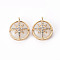 Brass Micro Pave Clear Cubic Zirconia Charms, with Shell, Half Round with Star, Nickel Free, Real 18K Gold Plated, 14x11.5x5mm, Hole: 1.2mm