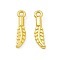 Rack Plating Alloy Pendants, Cadmium Free & Lead Free & Nickle Free, Feather Charms, Matte Gold Color, 16x4x2.5mm, Hole: 1.4mm