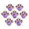 Alloy Resin Pendants, with Glitter Powder, Foot Print, Lead Free, Golden, Medium Orchid, 17x16.5x2.5mm, Hole: 1.6mm
