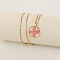 Alloy & Plastic Inner Flower Flat Round Pendant Necklaces, Golden, Pink, 17.72 inch(45cm)