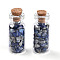 Glass Wishing Bottle Display Decorations, with Natural Lapis Lazuli Chips Inside and Cork Stopper, 37.5x16mm