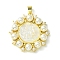 Eco-Friendly Brass Pendants, with Natural Shell & Plastic Pearls, Long-Lasting Plated, Real 18K Gold Plated, Cadmium Free & Lead Free, Flat Round, 30x29.5x6mm, Hole: 5x3mm