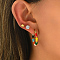 3 Pairs Stainless Steel Classic Sweet Earring Sets, with Rhinestone, Golden, 6~27mm
