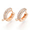 Brass with Crystal Rhinestone Hoop Earring Findings, Cadmium Free & Nickel Free & Lead Free, Round, Light Gold, 16.5x16x4.5mm, Hole: 1.2mm, Pin: 0.8mm