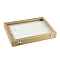 120-Slot Imitation Leather Jewelry Ring Boxes, Rectangle Desktop Organizer Case with Glass Cover, for Rings, White, 35x24x3cm