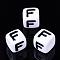 Letter Acrylic Beads, Cube, White, Letter F, Size: about 7mm wide, 7mm long, 7mm high, hole: 3.5mm, about 2000pcs/500g