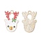 Christmas Alloy Enamel Pendants, Light Gold, Elk Charm, White, 28x18.5x1.5mm, Hole: 2.5mm