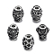 Mixed Shapes Retro Carve 304 Stainless Steel Magnetic Clasps with Glue-in Ends, Antique Silver, 12~13.5x10.5~12.5mm, Hole: 3~4mm