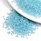 6/0 Glass Seed Beads, Inside Colours, Round Hole, Round, Transparent Colours Rainbow, Sky Blue, 6/0, 4~5x2.5~4.5mm, Hole: 1.2mm, about 4500pcs/bag