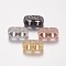 Brass Micro Pave Cubic Zirconia Multi-strand Links, For Leather Cord Bracelets Making, Oval, Clear, Mixed Color, 15x4x8mm, Hole: 5.5mm