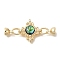 Brass & Abalone & Shell Fold Over Clasps, with Micro Pave Clear Cubic Zirconia, Cadmium Free & Nickel Free & Lead Free, Rhombus, Real 18K Gold Plated, 45.5mm