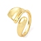 Leaf Shape Rack Plating Brass Open Cuff Rings, Cadmium Free & Lead Free, Real 18K Gold Plated, US Size 5 3/4(16.3mm)