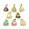 Natural Mixed Stone Pendants, with Golden Tone Brass Findings, Triangle, Faceted, 14x11.5x4.5mm, Hole: 2.5x3.5mm