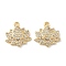 Brass Micro Pave Cubic Zirconia Charms, Lotus, Nickel Free, Real 18K Gold Plated, Clear, 12.5x12.5x2.5mm, Hole: 1mm