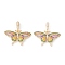 Brass Micro Pave Cubic Zirconia Pendants, Cadmium Free & Lead Free, Real 18K Gold Plated, Butterfly, Colorful, 18x33x4mm, Hole: 9.5x2mm