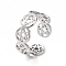 Non-Tarnish 304 Stainless Steel Star of David Open Cuff Ring for Women, Stainless Steel Color, US Size 6(16.5mm)