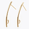 Brass Stud Earring Findings, Cadmium Free & Nickel Free & Lead Free, with Loop, Real 18K Gold Plated, 30x1.5mm, Hole: 2.5mm, Pin: 0.7mm