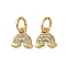 Brass Micro Pave Cubic Zirconia Pendants, Rainbow Charms, with Jump Ring, Long-Lasting Plated, Cadmium Free & Lead Free, Rack Plating, Real 18K Gold Plated, 7x7x1.5mm, Hole: 3mm