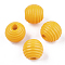 Painted Natural Wood Beehive Beads, Round, Gold, 12x11mm, Hole: 3mm