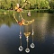 Natural Lapis Lazuli Chip Pendant Decorations, Glass Suncatchers, Moon & Butterfly, 450x140mm