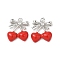 Brass Micro Pave Cubic Zirconia Pendants, Cadmium Free & Nickel Free & Lead Free, with Enamel, Cherry, Platinum, 18x15.5x4mm, Hole: 1.6mm