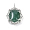 Natural Green Aventurine Pendants, Brass Flower Charms, Rack Plating, Long-Lasting Plated, Lead Free & Cadmium Free, Platinum, 36x26.5x11mm, Hole: 3x4.5mm