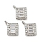 Brass Micro Pave Cubic Zirconia Pendants, Long-Lasting Plated, Cadmium Free & Lead Free, with Jump Ring, Platinum, 10x8x4mm, Hole: 1.2mm