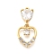 Brass Micro Pave Cubic Zirconia Pendants, Heart, Electrophoresis, Long-Lasting Plated, Real 18K Gold Plated, 28.5x13.5x5mm, Hole: 1.6mm