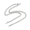 Brass M Pendant Cable Chain Necklace Making, for Half Drilled Beads, Cadmium Free & Nickel Free & Lead Free, Platinum, 19.88 inch(505mm), Pendant: 8.8x5x3.7mm, Pin: 0.7mm
