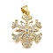 Rack Plating Brass Micro Pave Cubic Zirconia Pendants, Snowflake, Cadmium Free & Lead Free, Long-Lasting Plated, Real 18K Gold Plated, 20x16.5x3.5mm, Hole: 5x3.5mm