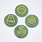 Natural Green Aventurine Cabochons, Flat Round with Auspicious Cloud Pattern, 25x5.5mm, 4pcs/set