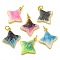 Brass Enamel Pendants, Cadmium Free & Lead Free, with Glitter and Jump Ring, Long-Lasting Plated, Real 18K Gold Plated, Star Charms, Mixed Color, 20x17.5x2.8mm, Hole: 3.5mm