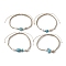 4Pcs 4 Style Synthetic Turquoise Braided Bead Anklets Set, Fish & Starfish & Turtle, Old Lace, Inner Diameter: 2-1/2~4-1/2 inch(6.4~11.5cm), 1Pc/style