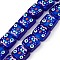 Handmade Lampwork Beads Strands, Hand Drawn Beads, with Enamel, Square with Snowman Pattern, Blue, 14x14.5~15.5x6mm, Hole: 1.6mm, about 25pcs/strand, 14.25 inch(36.2cm)