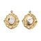 304 Stainless Steel Pendants, Natural Howlite Oval Charms, Real 14K Gold Plated, 24x20x6mm, Hole: 1.6mm