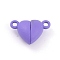 Alloy Magnetic Clasps with Loops, Heart, Lilac, 15x9.5x6mm, Hole: 1.5mm