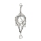 Brass Pouch Holder Pendant Decoration, with Transparent Glass Teardrop Charms and 304 Stainless Steel Lobster Claw Clasps, Platinum, 76mm