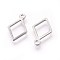 Tarnish Resistant 304 Stainless Steel Open Pendants,, Rhombus, Stainless Steel Color, 14x9x0.8mm, Hole: 1mm