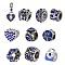 Mixed Shapes Alloy Glass Rhinestone European Beads, Sapphire, 10~26x9~12x1~10.5mm, Hole: 4.5~5mm, 10pcs/set