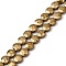 Electroplated Natural Lava Rock Beads Strands, Faceted, Flat Round, Light Gold Plated, 10~10.5x4.5~5mm, Hole: 0.8~1mm, about 40pcs/strand, 16.14''(41cm)