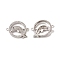 Brass Micro Pave Clear Cubic Zirconia Connector Charms, Cadmium Free & Nickel Free & Lead Free, Ring with Dolphin Links, Platinum, 17x21x4mm, Hole: 1.2mm