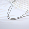 Double Layer Pearl Necklace with Seed Beads, Stainless Steel Chain Necklaces