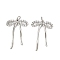 Brass Micro Pave Cubic Zirconia Pendants, with Jump Ring, Bowknot Charms, Rack Plating, Long-Lasting Plated, Lead Free & Cadmium Free, Platinum, 27.5x19.5x3mm, Hole: 3mm