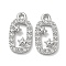 Brass Micro Pave Cubic Zirconia Pendants, Cadmium Free & Nickel Free & Lead Free, Oval with Star, Real Platinum Plated, 15x7.5x2mm, Hole: 1.4mm