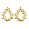 304 Stainless Steel Connector Charms, Teardrop with Leaf, Real 18K Gold Plated, 28.5x23x2mm, Hole: 1.2mm