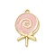Christmas Theme Rack Plating Alloy Enamel Pendants, Candy Charms, Light Gold, 27.5x17x2mm, Hole: 1.7mm