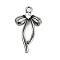 316 Surgical Stainless Steel Micro Pave Cubic Zirconia Pendants, Antique Silver, Bowknot Charm, Clear, 27x15.5x5mm, Hole: 2.2mm