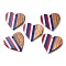 Independence Day Opaque Striped Resin & Walnut Wood Pendants, Geometric Charms, Heart, 37.8x39x3.5mm, Hole: 2mm